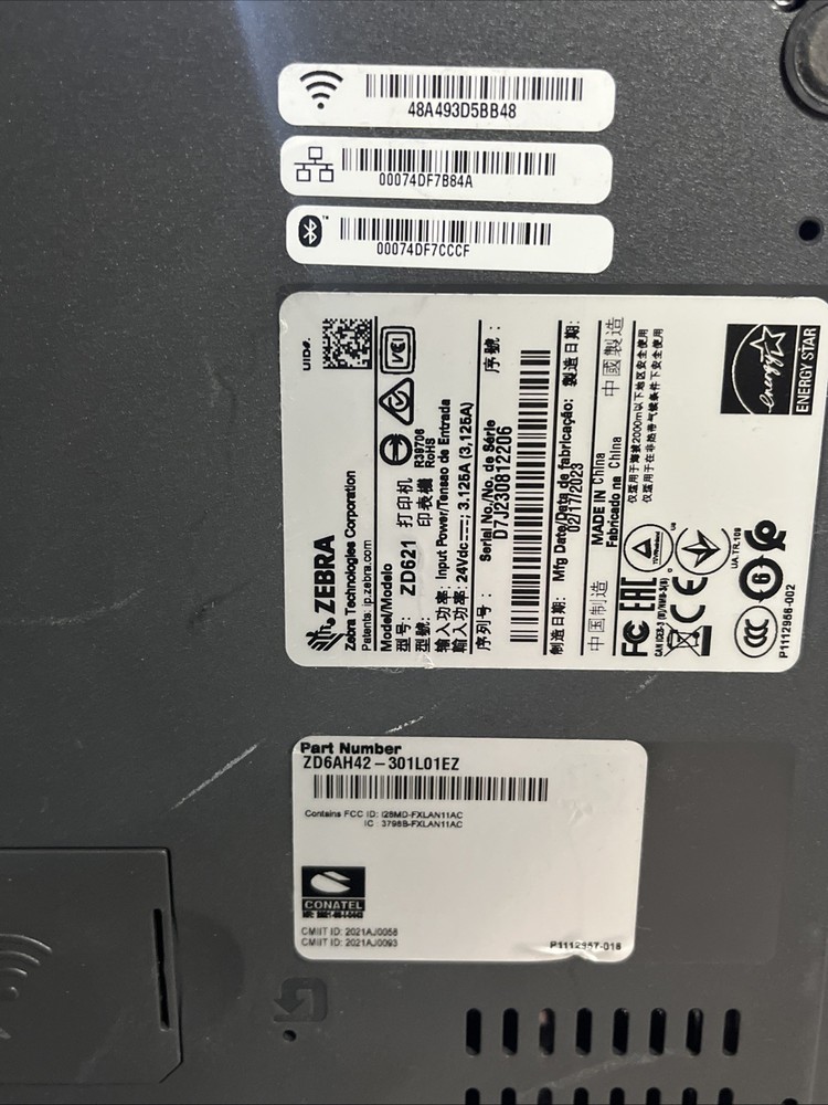 ZEBRA ZD621 PRINTER