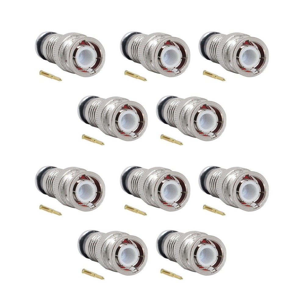 10Pack Premium Adapter BNC Compression Connector for CCTV Camera RG6 Coax Cable