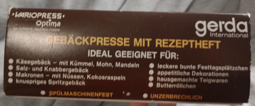 Gerda VARIOPRESS Optima Pastry Cookie Biscuit Press Germany #3695