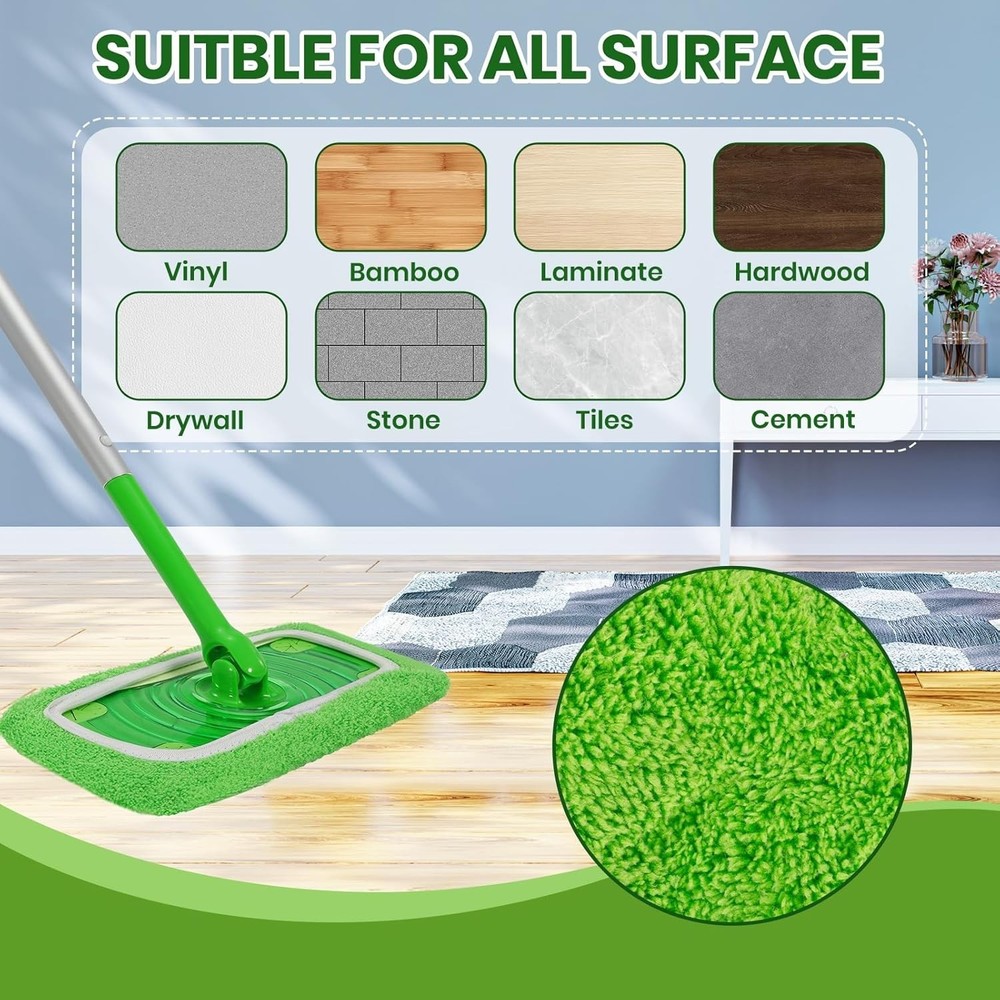 6 Pack Reusable Mop Pads Compatible with Swiffer Wet Jet, Microfiber Mop Refill