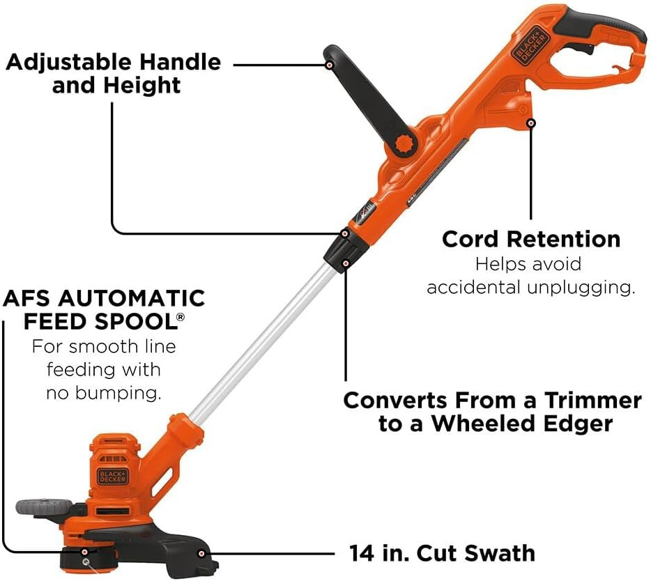 BLACK+DECKER 2-in-1 String Trimmer & Edger | 14" Auto Feed Weed Wacker