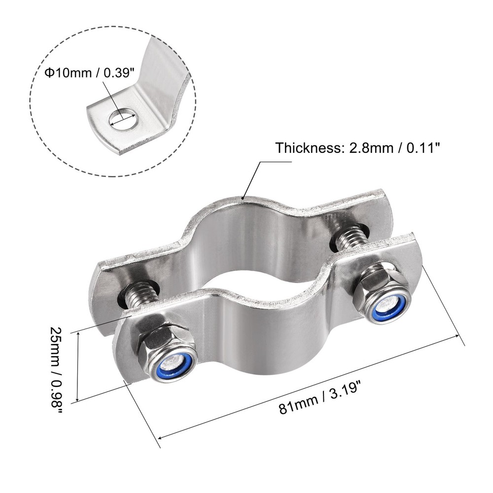 304 Stainless Steel Wall Mount Ceiling Mount Pipe Support for 35mm Pipe
