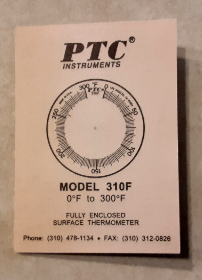 PTC Instruments 310F Surface Thermometer 0-300F Degrees Vintage Model w/ Case