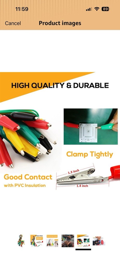 10PCS Premium Alligator Clips Electrical, 5 Colors Test Leads with Testing Pr...
