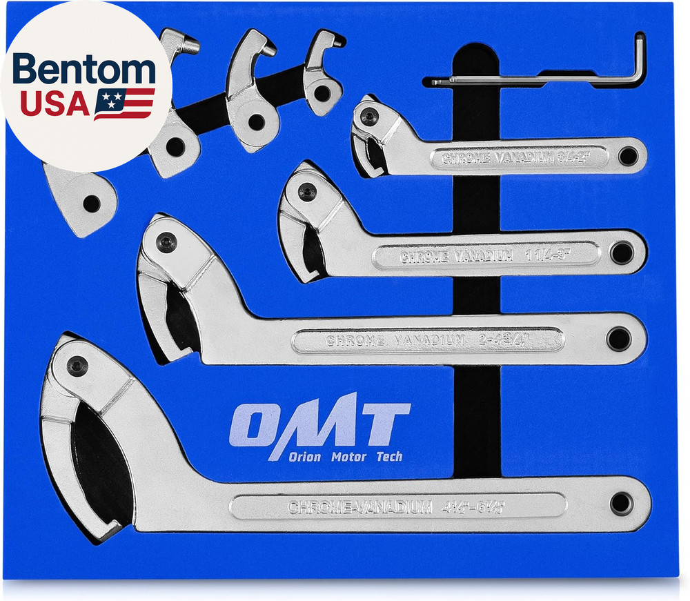 8Pc Adjustable Pin Spanner Wrench Tool Set, Spanner Nut Wrench Tools with Change