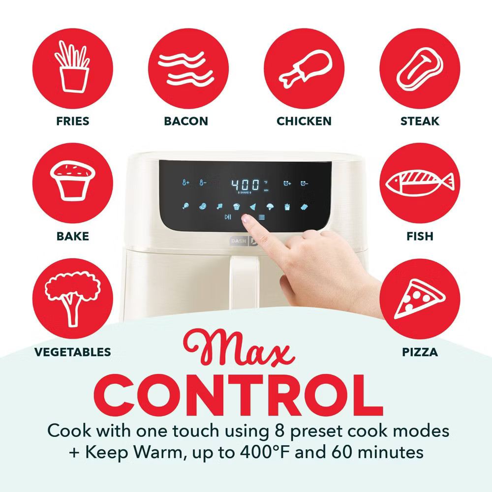 Dash 8qt Tasti Crisp Pro Max Air Fryer Cream