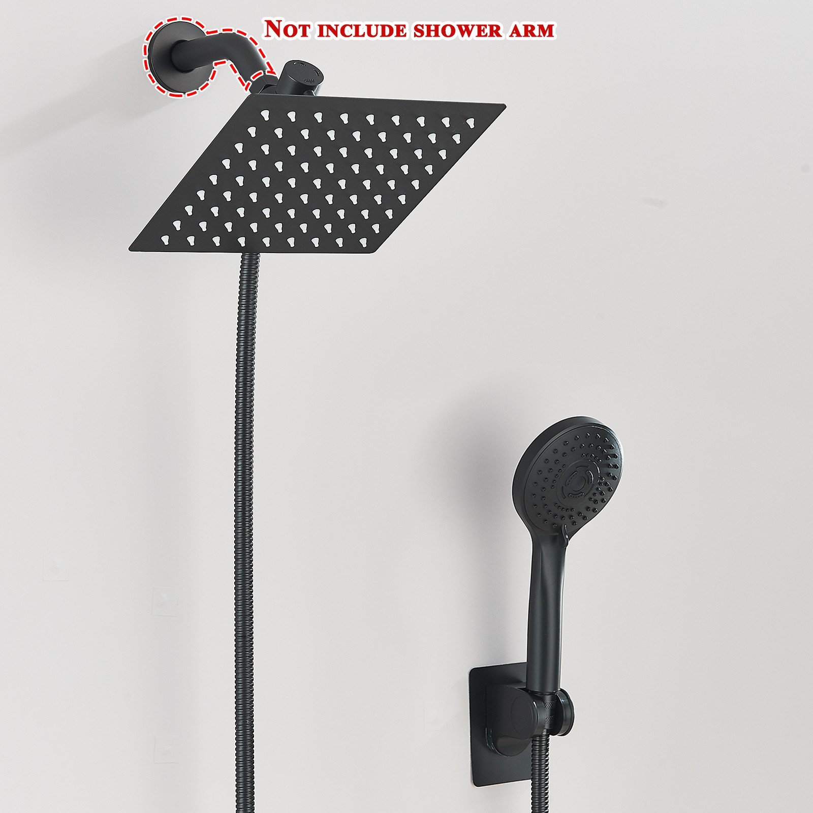 Black Shower Head with handheld Spray High Pressure 8 inch Rain Showerhead Combo