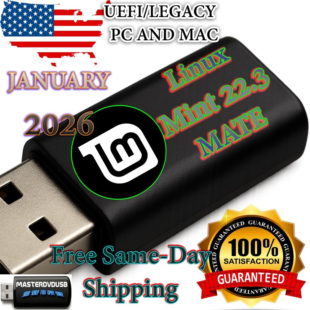 Linux Mint 22.3 MATE – Bootable USB Flash Drive – January 2026 Release