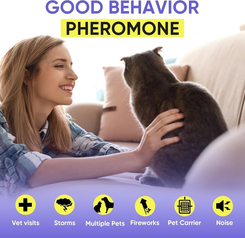 Cat Calming Diffuser for Anxiety Pheromone Diffuser to Calm Cats – Includes 4 Re