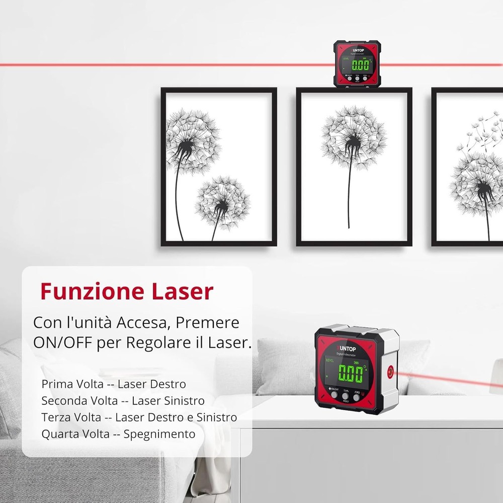 Digital Angle Finder Level Box with Laser Class 2 1mW Output