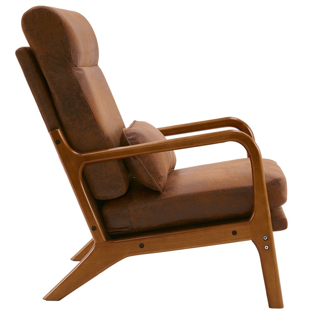 High Back Solid Wood Armrest Backrest Iron Frame Bronzing Cloth Leisure Chair