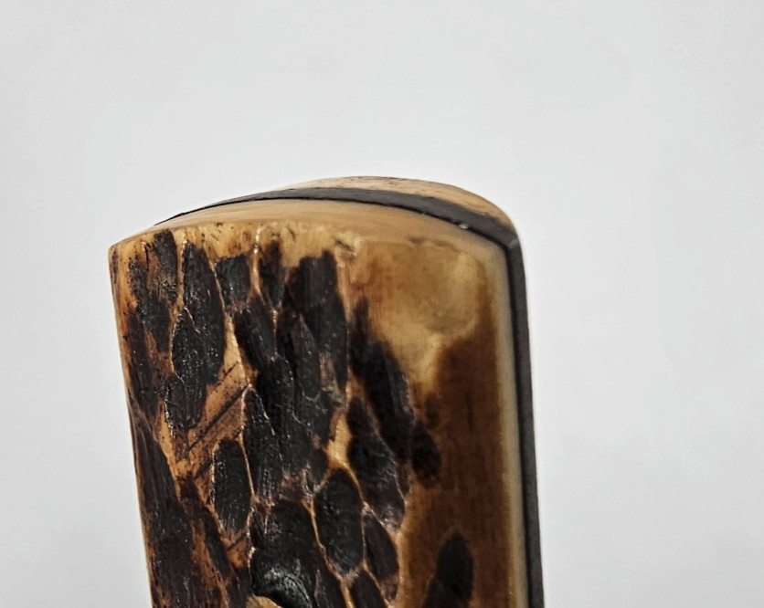 Vintage Camillus Four-Line Stamp Fixed Blade Knife Jigged Bone