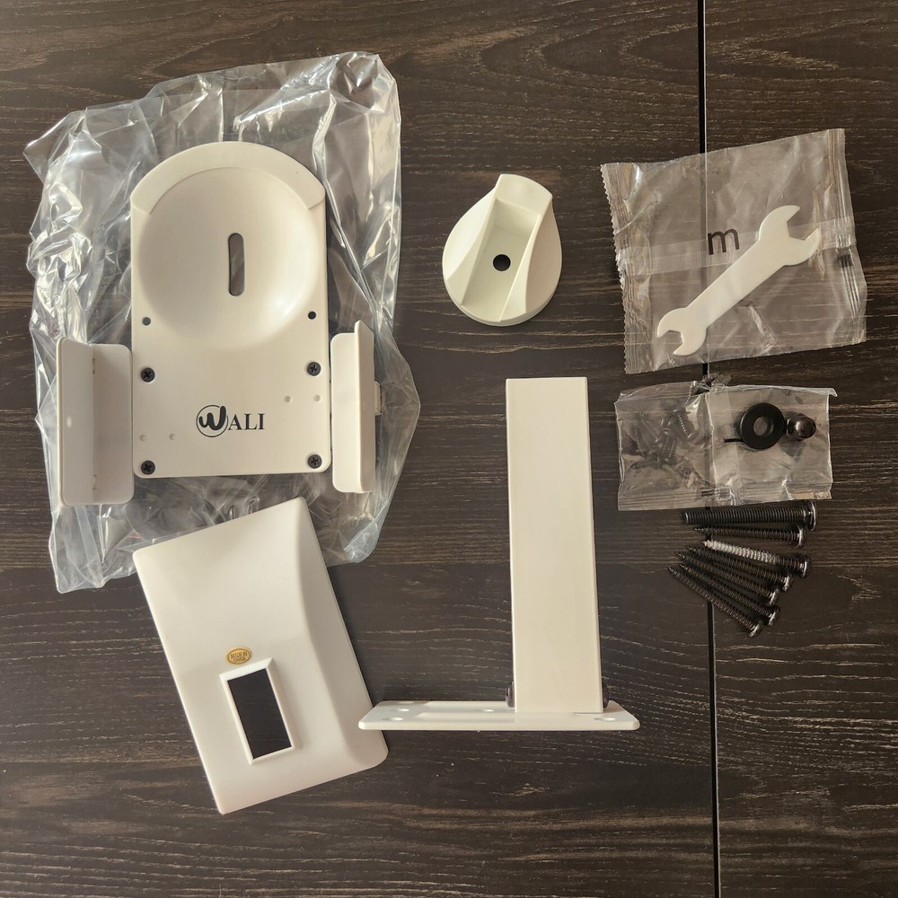 WALI Speaker Wall Mount White Dual Side Clamping Bookshelf Mounting Bracket 1pc