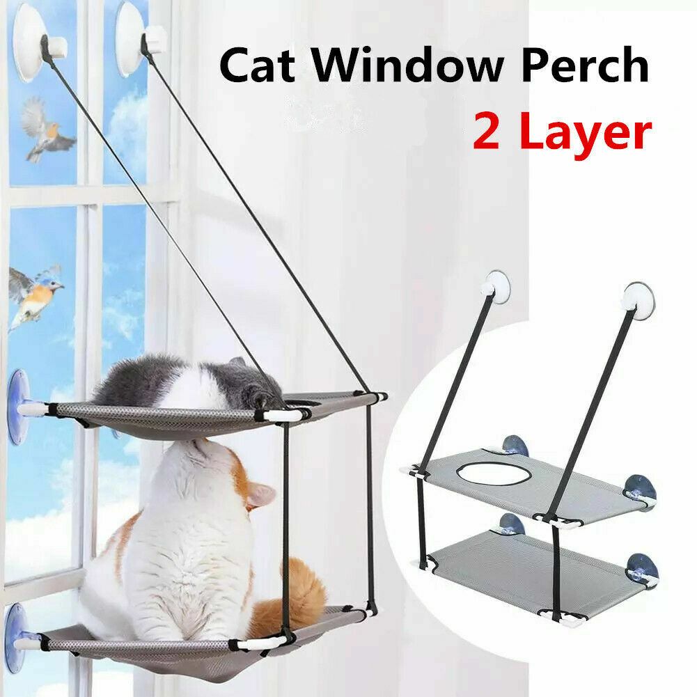 Cat Window Perch 2 Layer Cat Window Hammock Sleeping Hanging Beds Mount Stack