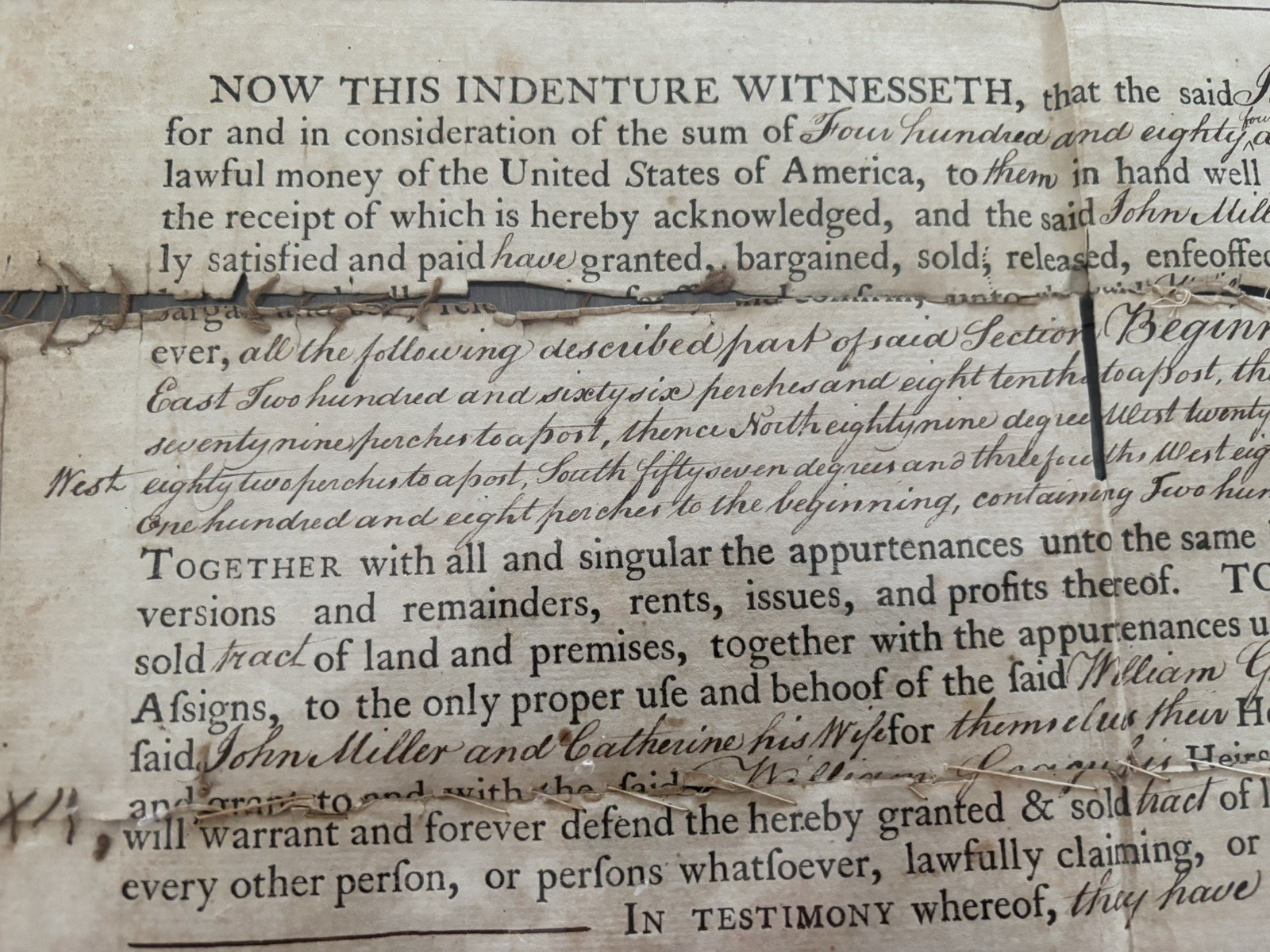 OHIO Document Indenture 1807 Jefferson County Steubenville Land Deed