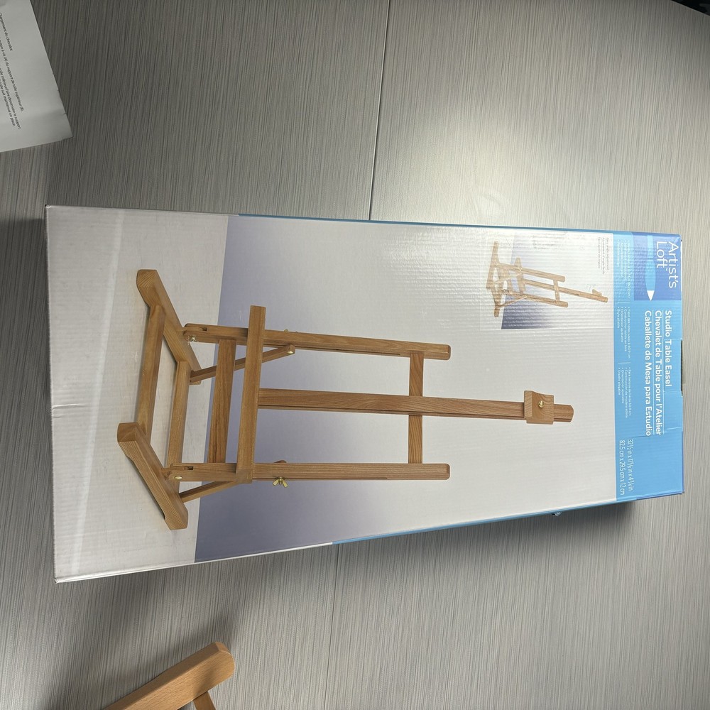 Artist's Loft Studio Table Easel Adjustable Solid Wood Holds 24in Canvas Art 32i