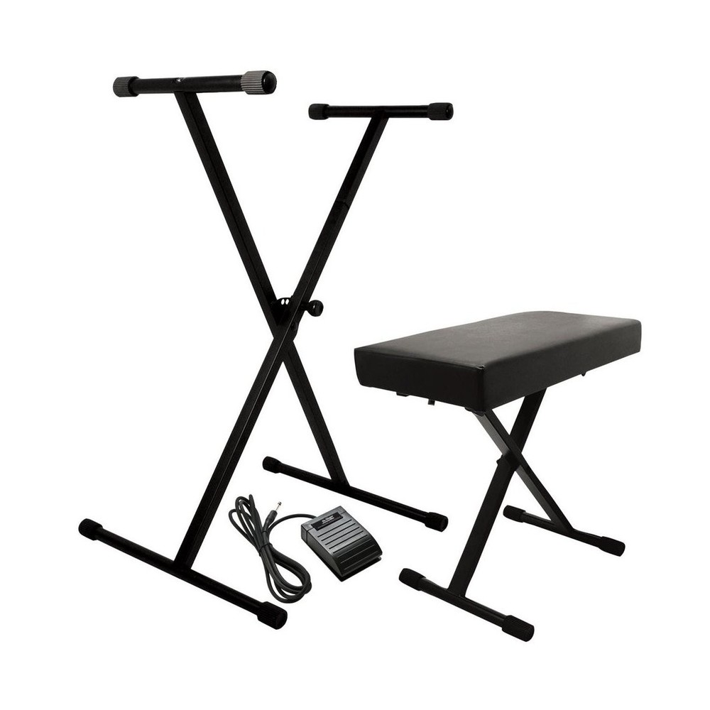Keyboard Stand Bench and Sustain Pedal Bundle - On-Stage