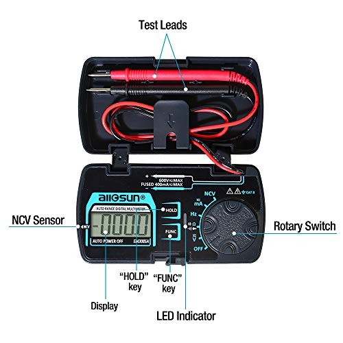 Auto Ranging Pocket Tiny Digital Multimeter, Mini Electrical Autoranging