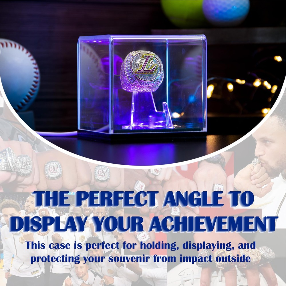 Championship Ring Display Case with Led Light, UV-Protected Clear Challenge...