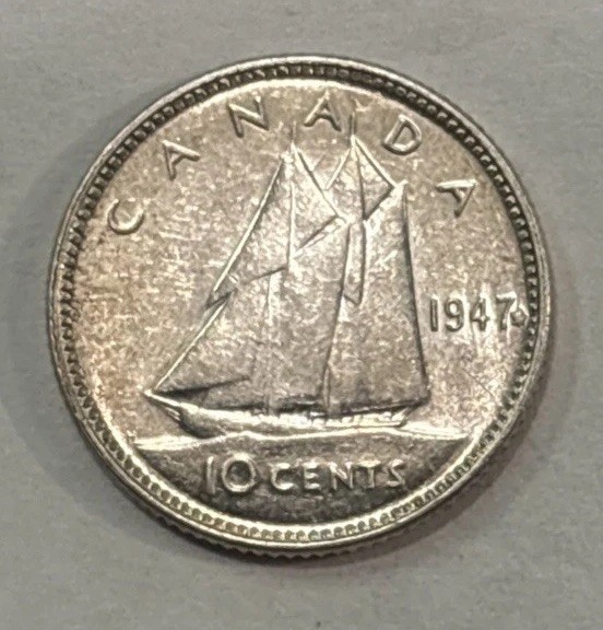 1947 Canada Silver! 10 Cent! ML! ENN Coins
