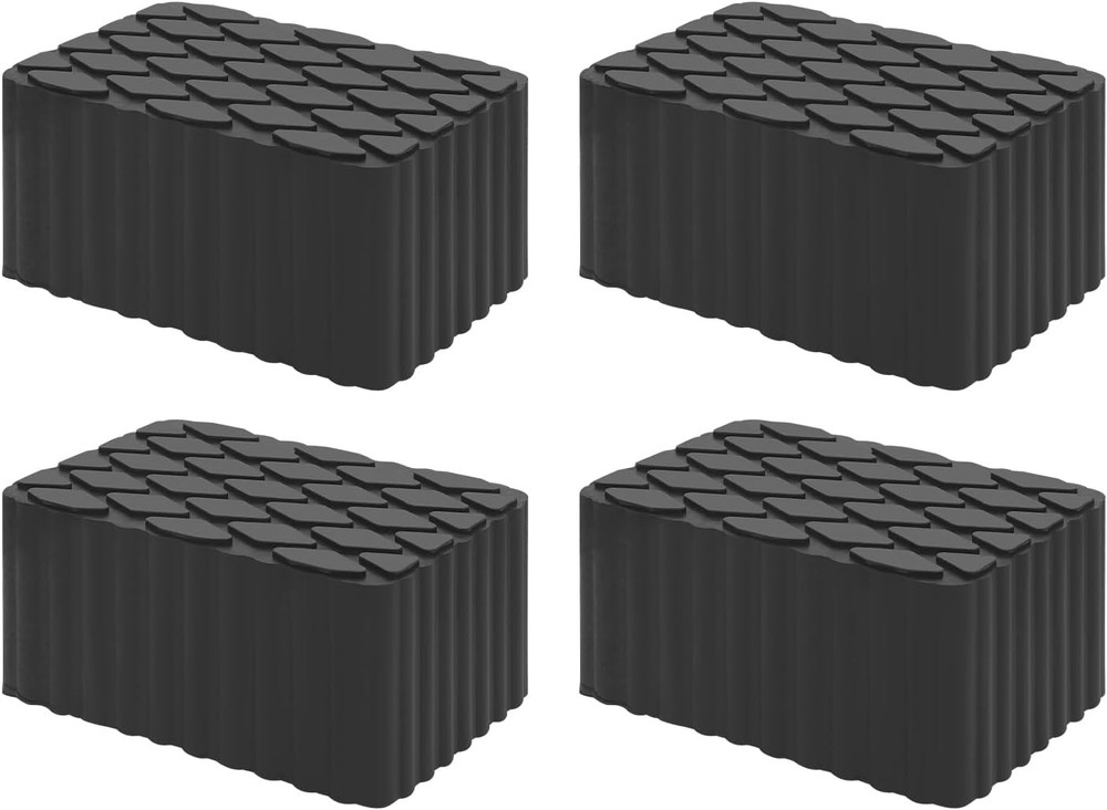 4-Piece Solid Rubber Auto Lift Pads with Anti-Skid Design for Stability