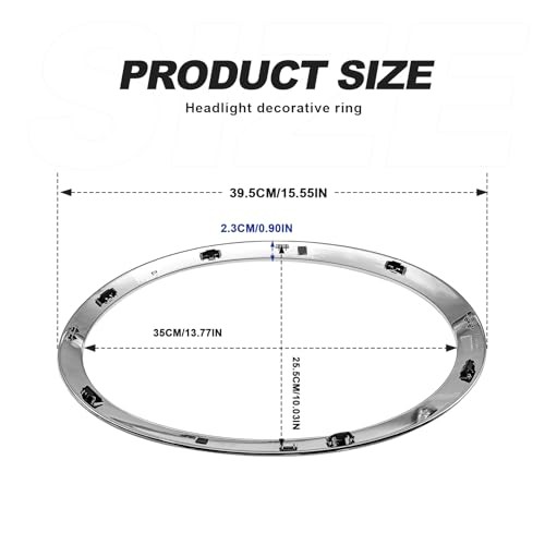 Headlight Trim Ring Bezel, Left Driver & Right Passenger Side Chrome Headlight