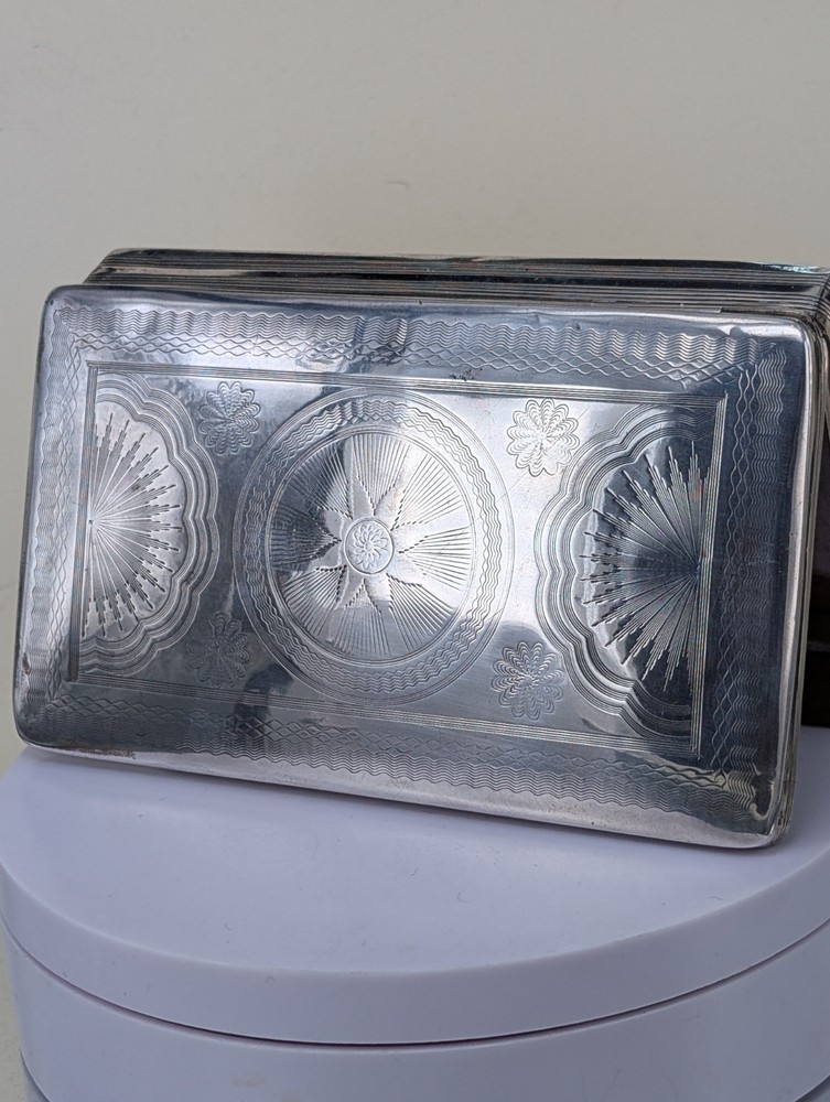 1867 Dutch large Solid Silver patterned Case by Voorschoten 13cms by 7.5 cms