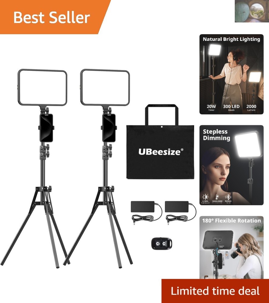Adjustable 13" LED Studio Lights with 65" Tripod & Bluetooth - Ideal for TikTok