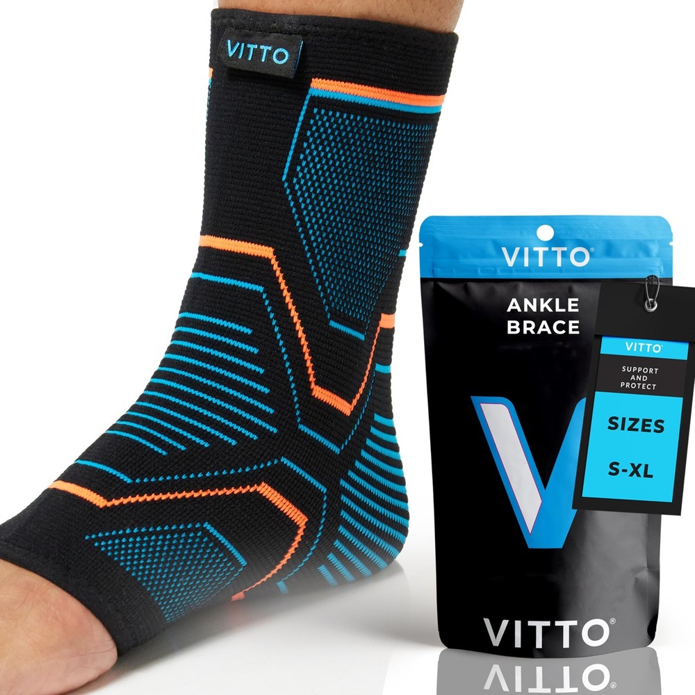 VITTO Ankle Brace for Sprained Ankle - Ankle Compression Sleeve for Men & Wom...