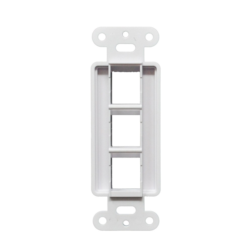 Decorator Style Keystone Jack 3 Port Modular Wall Insert Cover Plate White