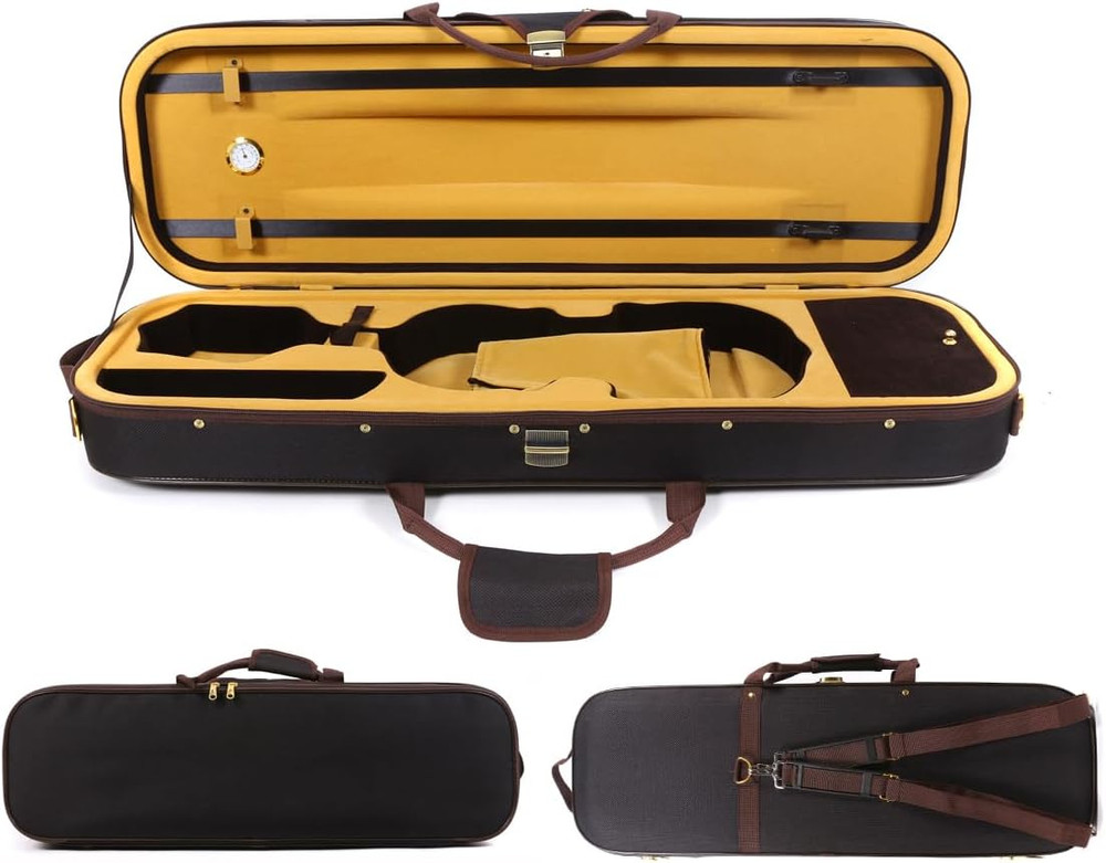 Premium 4/4 Hard-Shell Violin Case with Bow Holders & Adjustable Straps