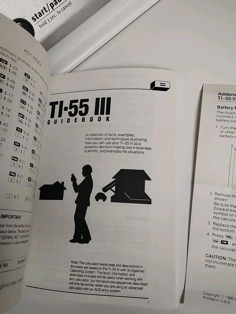 Texas Instruments Scientific: TI-55 III Guidebook & Quick Start Guide