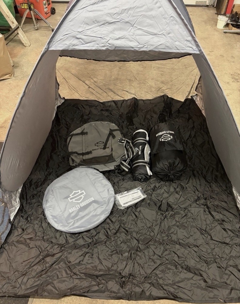 Harley Davidson Camping Set: Collapsable Tent & Sleeping Bag ** Brand New **