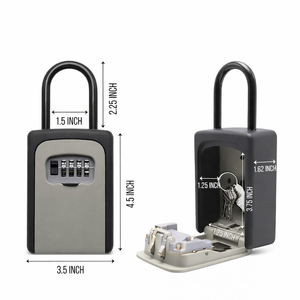 1 Pack Key Lock Box 4 Digit Combination Safe Wall Mount Outdoor Waterproof