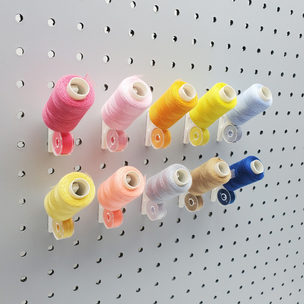 10pk, Thread & Bobbin 1/4" Pegboard Accessory, Sewing Thread Storage Hooks