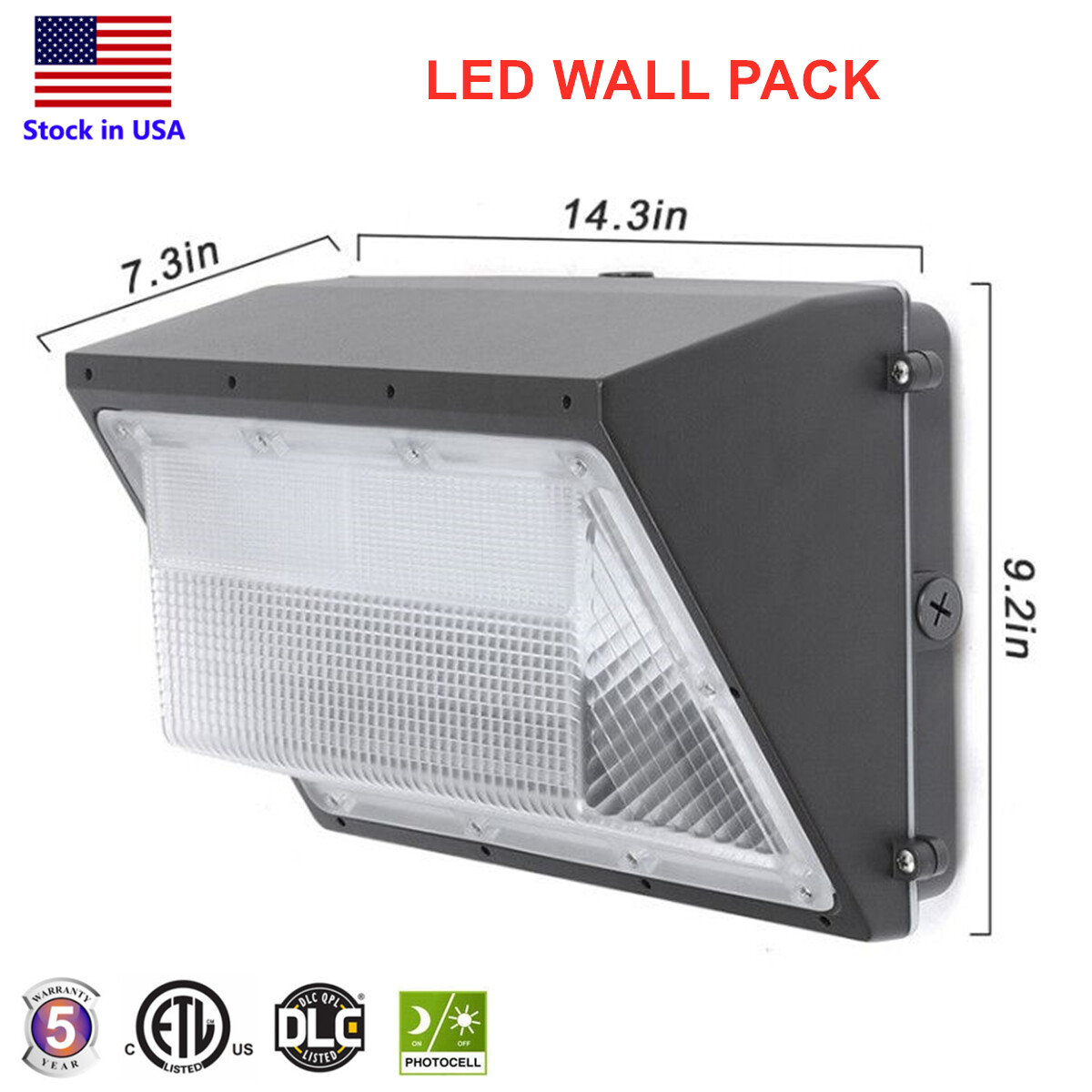 DLC ETL 120W LED Wall Light 5000K Dust to Dawn Commercial LED Wallpack Lighting