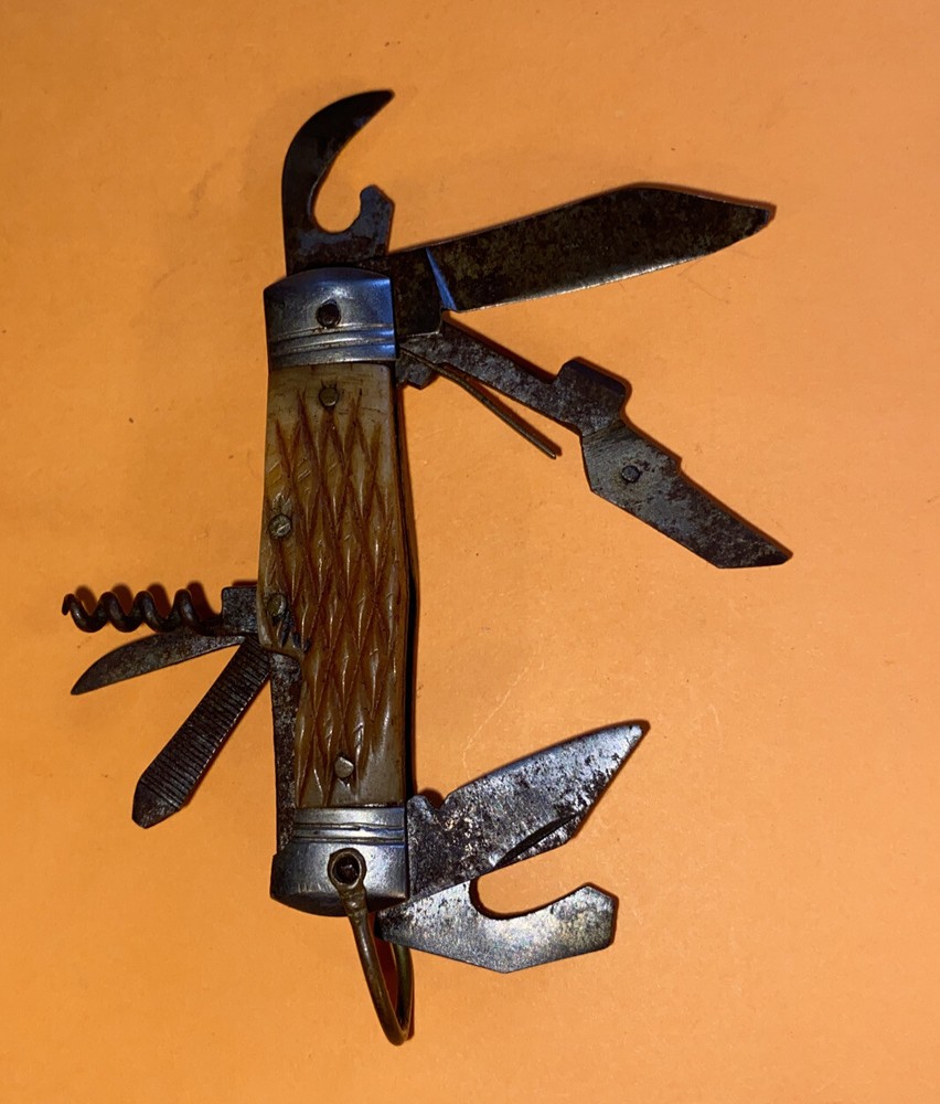 *PRE-OWNED*UNBRANDED-8 FUNCTION MINIATURE MULTI-TOOL (scissors broke)-FREE SHIP*