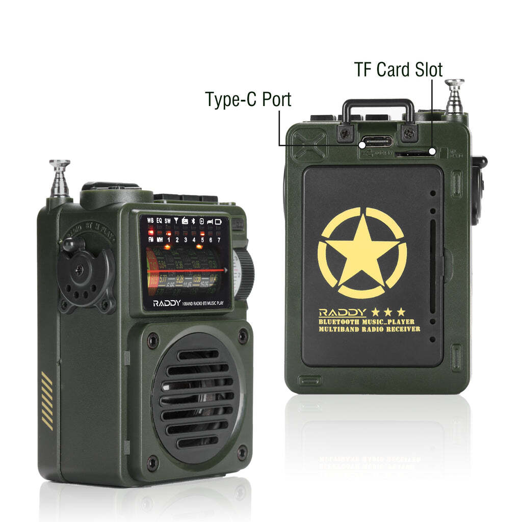 Raddy RF750 Shortwave Radio AM/FM/SW/WB BLUETOOTH 5.0 Speaker Rechargeable