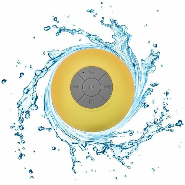 Bastex Yellow Bluetooth Shower Speaker Water Resistant Handsfree Speaker
