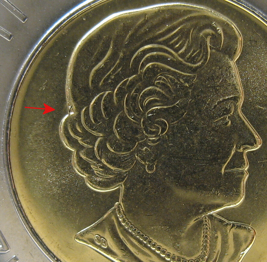 Canada 2019 $2 Polar Bear - Die Chip Error - BU ( From a new roll )