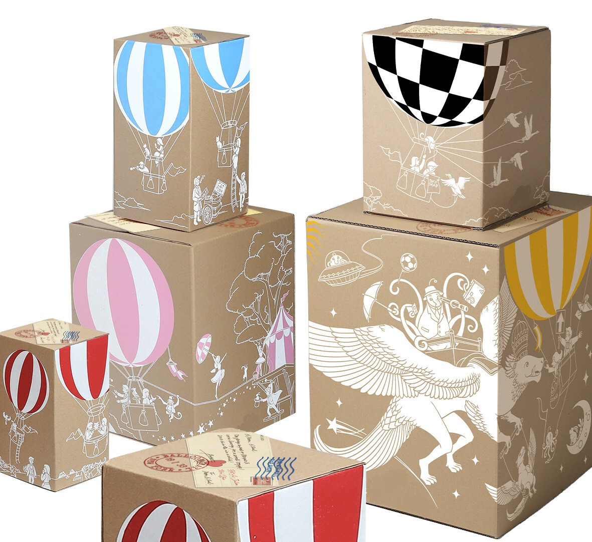 Hot Air Balloon Figurine Model Black & White Check 8" Hanging Ceiling Home Decor