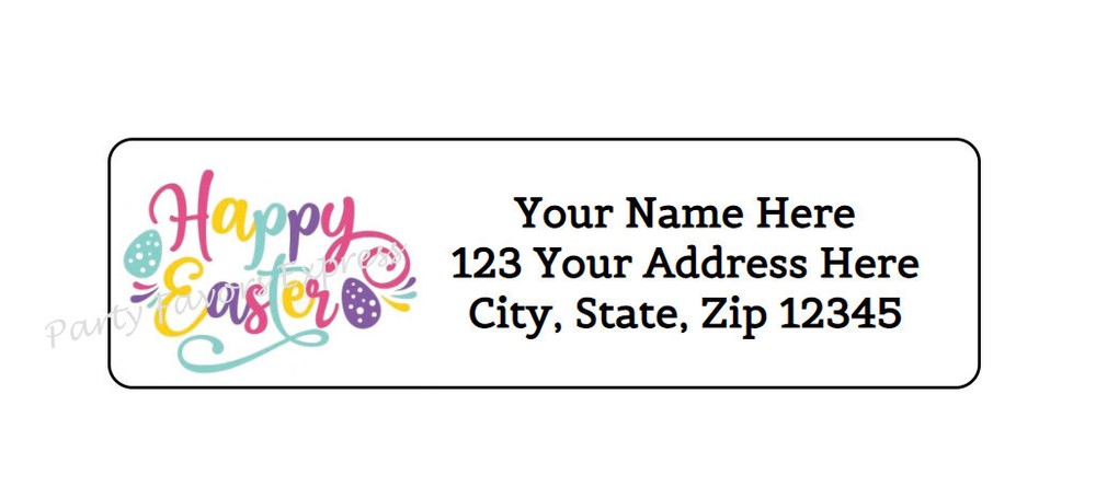 30 HAPPY EASTER PERSONALIZED RETURN ADDRESS LABELS 1 in X 2.625 in