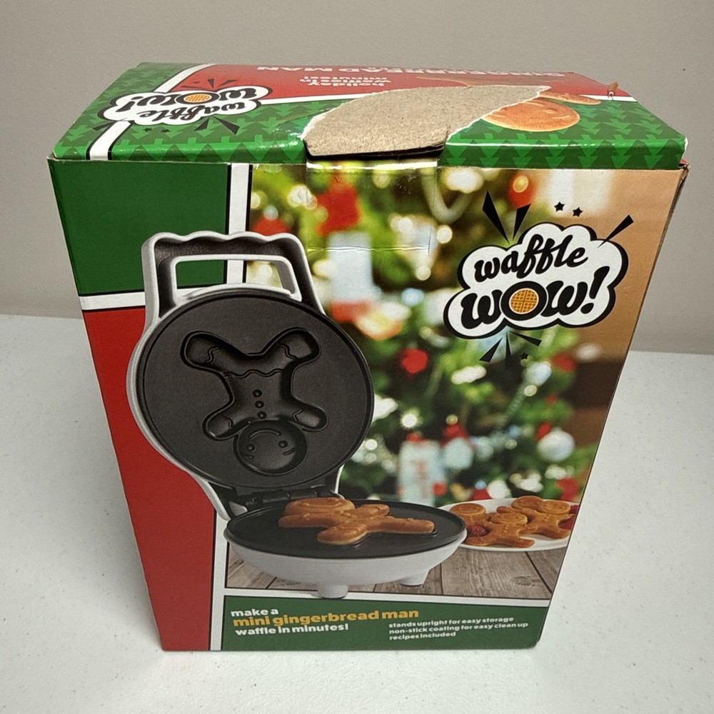 Waffle Wow! Gingerbread Man Mini Waffle Maker New Open Box