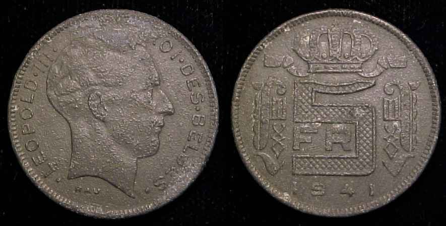 BELGIUM 1941 5 Francs UNC