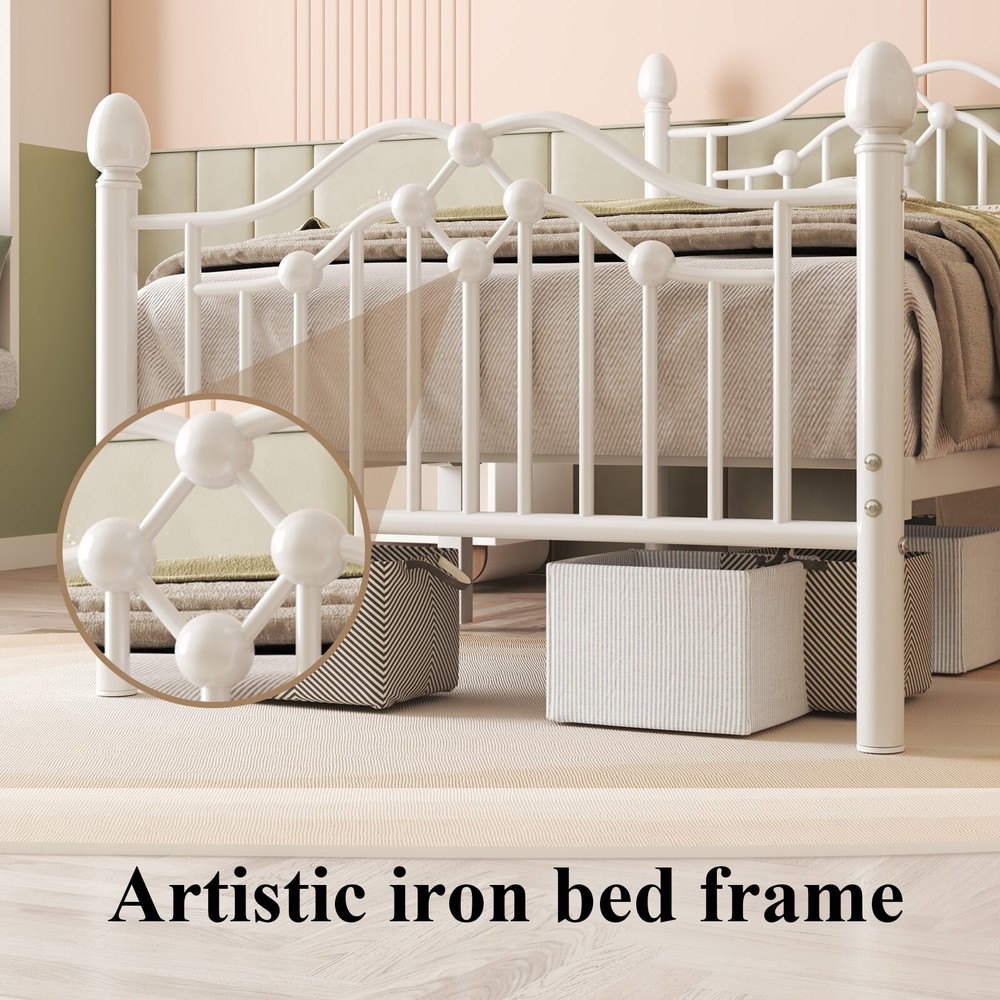 Twin Size Metal Bed Frame with Classical Headboard