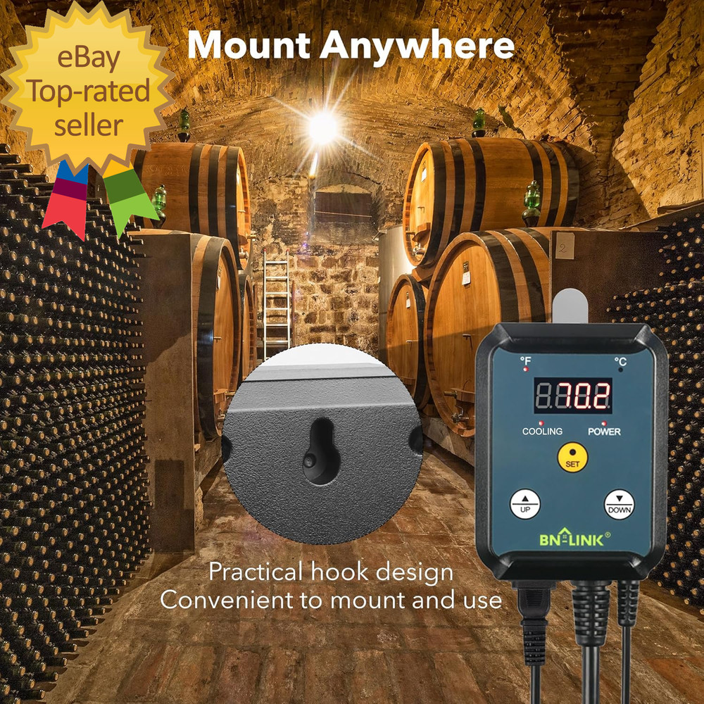 Digital Cooling Thermostat Controller Temperature Controlled Outlet for Attic Fa