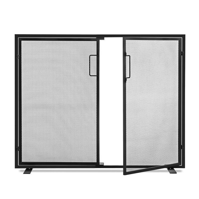 39" Fireplace Screen with Hinged Doors, 2 Panel Spark Guard Cover
