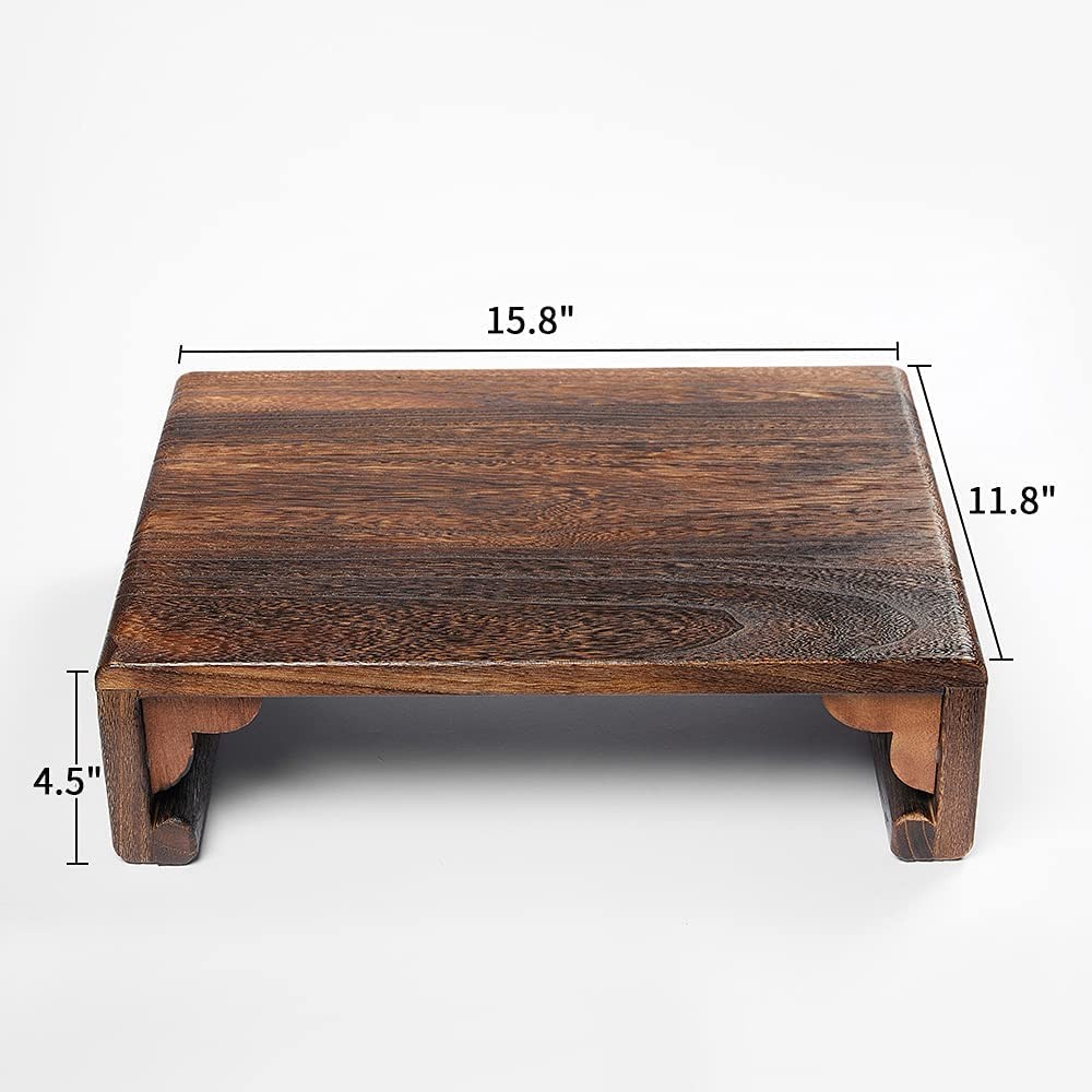 Sinobest Wood Stool Rectangular Bed Step Stool Large Surface Step Ladder For