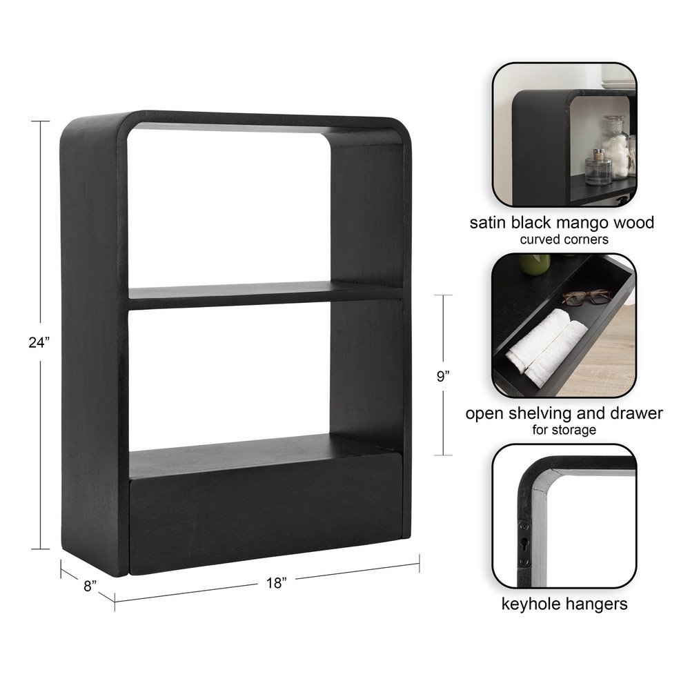 Kate and Laurel Kato Wall Shelf with Drawer