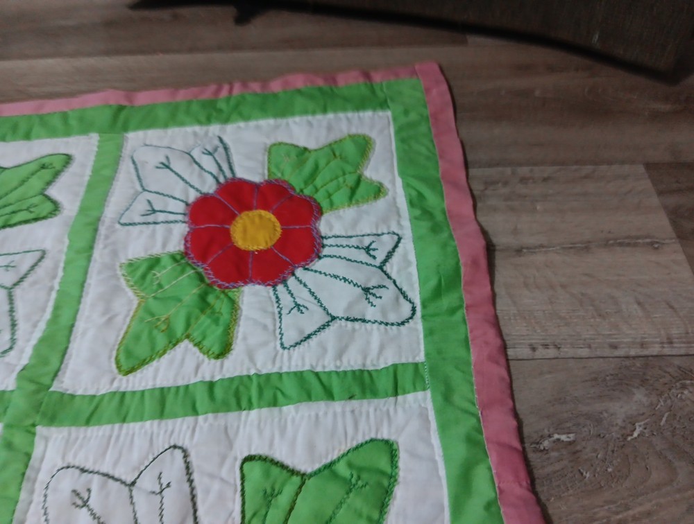 Handmade 100 By 102 Quilt.